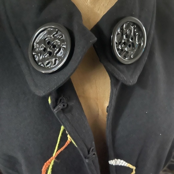 Trenz Petite by Theresa Renz PL Embroidered Abstract Black Wool Blend Jacket - Picture 4 of 8